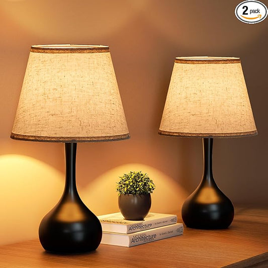 ONEWISH Touch Bedside Lamp Set of 2, Farmhouse 3-Way Dimmable Table Lamps for Nightstand with Fabric Shade, Desk Lamp for Reading, Bedroom, Livingroom, Office - Bloomnest