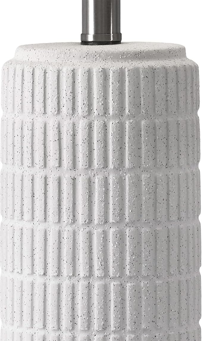 PoKat 24" Farmhouse Ceramic Table Lamps Set of 2 for Bedroom, White Stone-Like Bedside Lamps for Night Stands, Matte-Textured Decor Nightstand Table Lamps for Living Room End Table White - Bloomnest