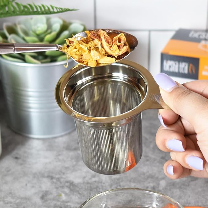 Tiesta Tea Brewbasket Stainless Steel Infuser Basket for Loose Leaf, Reusable Fine Mesh Strainer for Hot & Iced Drinks, Loose Leaf Steeper, Single Cup Tea Diffuser, Holds 5 Ounces - Bloomnest
