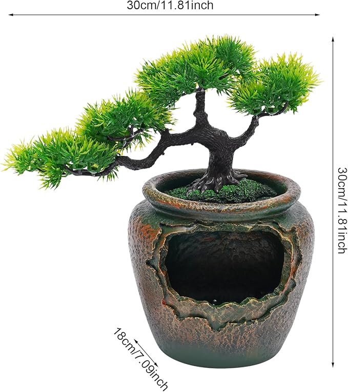 Gdrasuya10 Tabletop Rockery Fountain Indoor Waterfall Bonsai Desktop Mini Rockery Water Fountain with Automatic Pump and LED Light, Home Office Bedroom Humidifier Desk Decorate