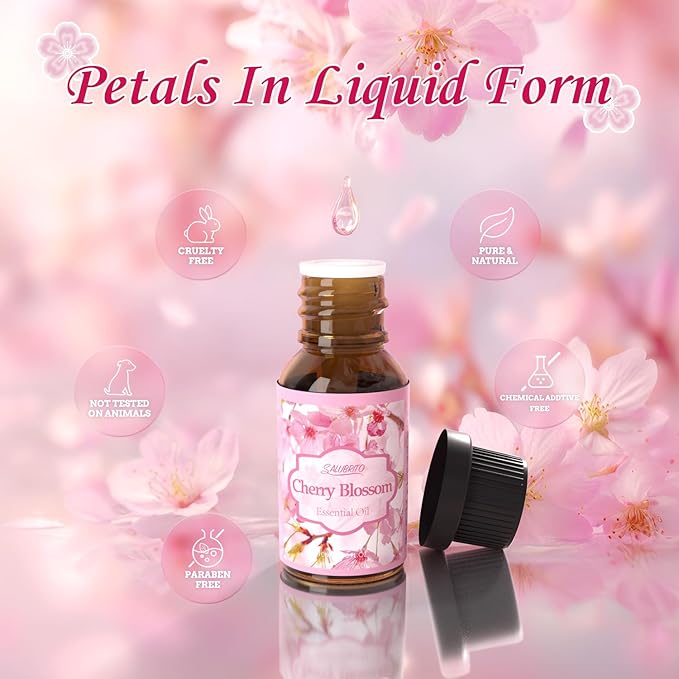 SALUBRITO Floral Fragrance Oils Set, Essential Oils for Diffuser & Candle Making Scents, 6x10ml Aromatherapy Oils Gift Set - Jasmine, Lavender, Rose, Gardenia, Cherry Blossom, Honeysuckle Oil - Bloomnest