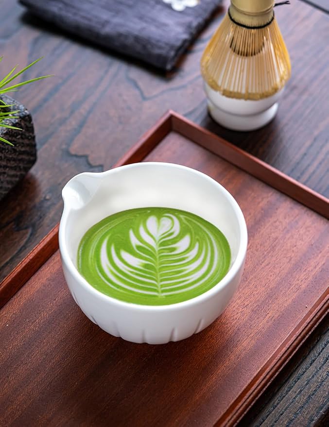 TANG PIN Matcha Set - Match Bowl and Whisk,15 OZ, Matcha Scoop | Matcha Whisk Stand (Chasen Holder) - 4pc Perfect Matcha Kit for Matcha Tea Ceremony (White) - Bloomnest