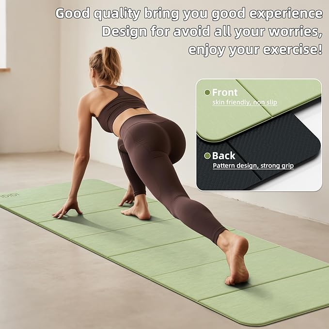 Foldable Yoga Mat Extra Thick 0.32 Inches Eco-Friendly POE Material, Non-Slip Design Fitness Mats, Multi-Purpose Workout Mats For Studio or Home Use (71 x 24 x 0.32 inches） - Bloomnest