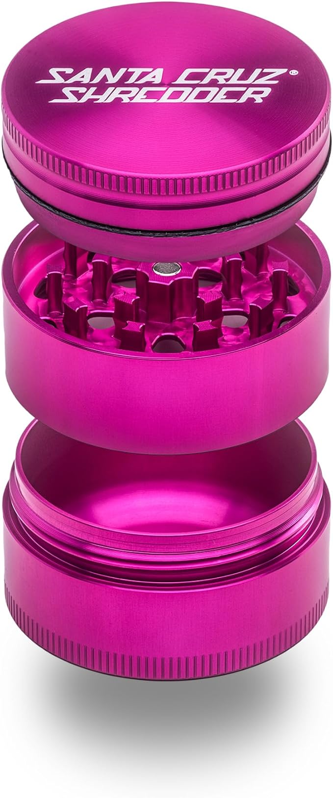Santa Cruz Shredder Metal Spice Grinder Knurled Top for Stronger Grip 3-Piece Medium 2.2" (Pink) - Bloomnest