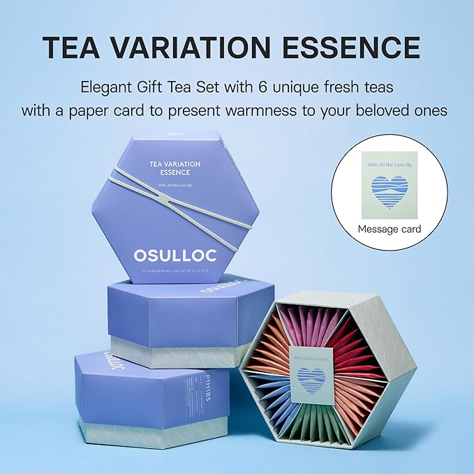 OSULLOC TEA VARIATION ESSENCE (42 Count, 6 Types x 7 ea), Premium Tea Gift Set, Special Thank You Card attached - Bloomnest