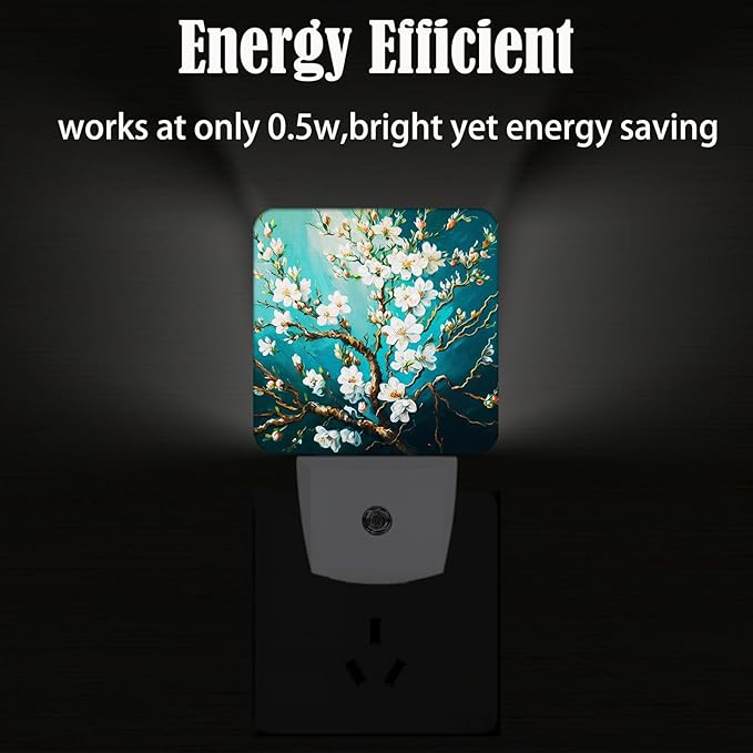 Blossoming Almond Tree Night Light,Plug-in Nightlights Auto Sensor Night Lamp Dusk to Dawn Lamp Home Decor for Nursery Children Girls Boys