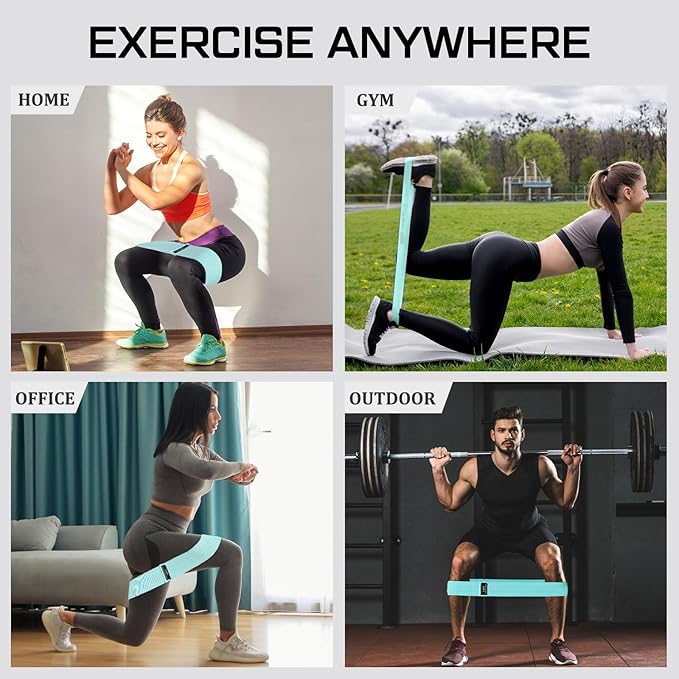 12 Pcs Fabric Resistance Bands for Working Out Booty Workout Stretch Exercise Bands Non Slip for Legs Squat Resistance Loop for Women Men Starter Butt Hip Thigh Fitness - Bloomnest
