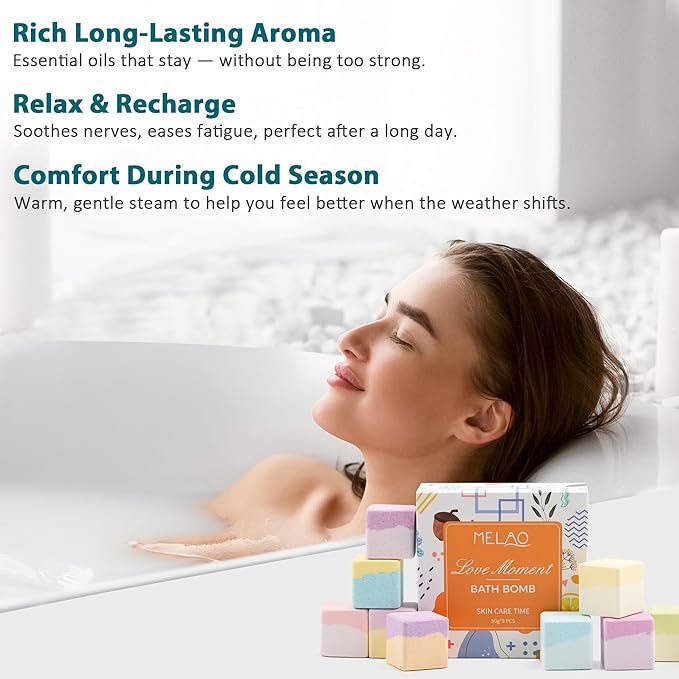 Bath Bombs Gift Set – 9 Fragrances with Essential Oils, Fizzy & Foamy Aromatherapy Bath Fizzies for Stress Relief & Relaxation, Spa Gifts for Women & Men, Perfect Christmas & Holiday Gift - Bloomnest