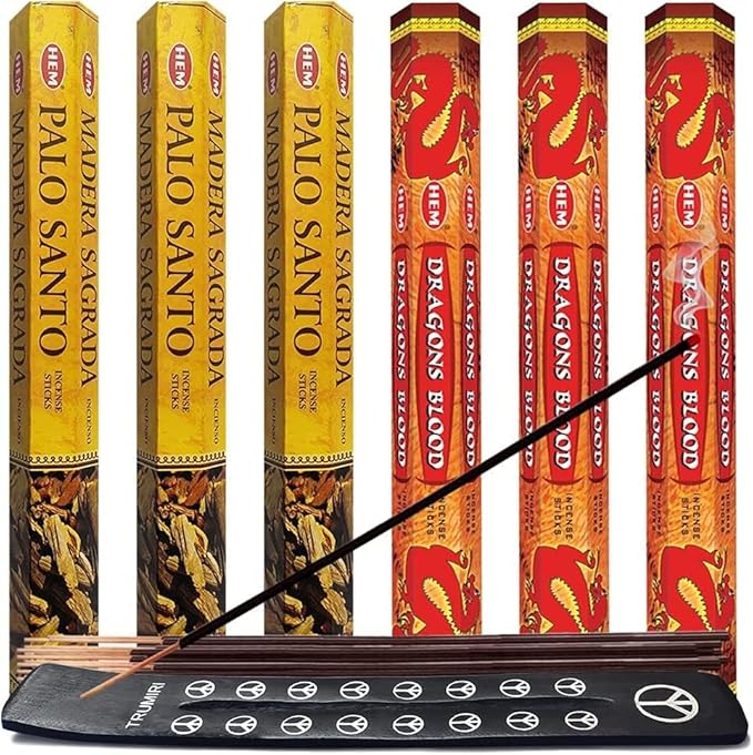 TRUMIRI Palo Santo & Dragons Blood Incense Sticks & Holder Bundle Variety Pack From Hem Trumiri Insense Inscents Insencents Insence