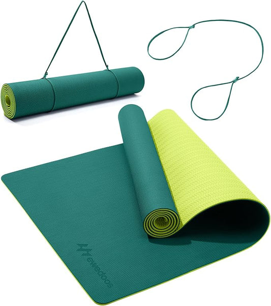 Ewedoos Eco Friendly Yoga Mat Thick TPE Yoga Mat Non Slip Yoga Mats Anti-tear Exercise Workout Mat for Women Men Kids Yoga, Pilates and Fitness
