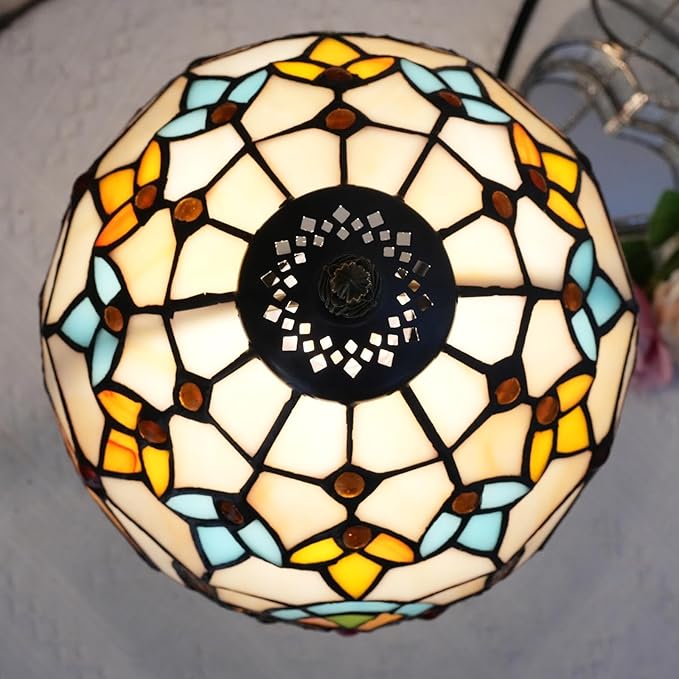 Tiffany Lamp Stained Glass lamp Small Bedside Table Lamps for Living Room Bedroom Dorm Kitchen Home Decor Festival Birthday Gift,Yellow Baroque - Bloomnest