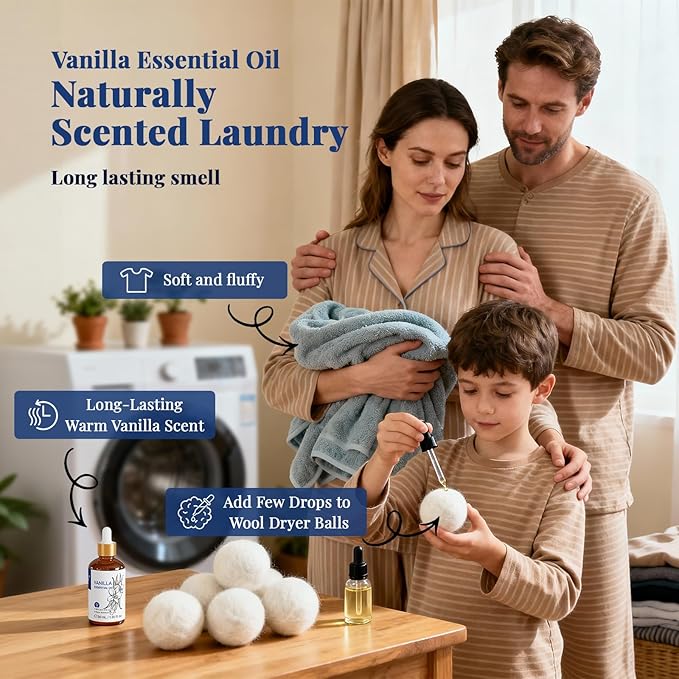 HIQILI 1 Fl Oz Vanilla Essential Oil, Undiluted Natural Strong Fragrance Add in Skin Perfume, Unscented Lotion, Candle Soap Making Scent, Relax at Home with Diffuse Warm Sweet Aroma - Bloomnest