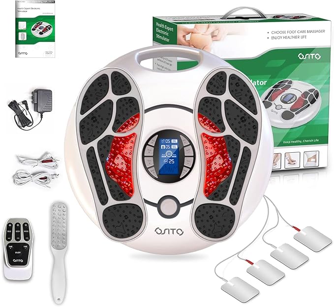 OSITO EMS Foot Massager for Neuropathy, FSA HSA Approved Products, Foot Circulation Stimulator, FSA Massager for Circulation and Pain Relief, 25 Modes 99 Intensities, Ideal for Women/Men - Bloomnest