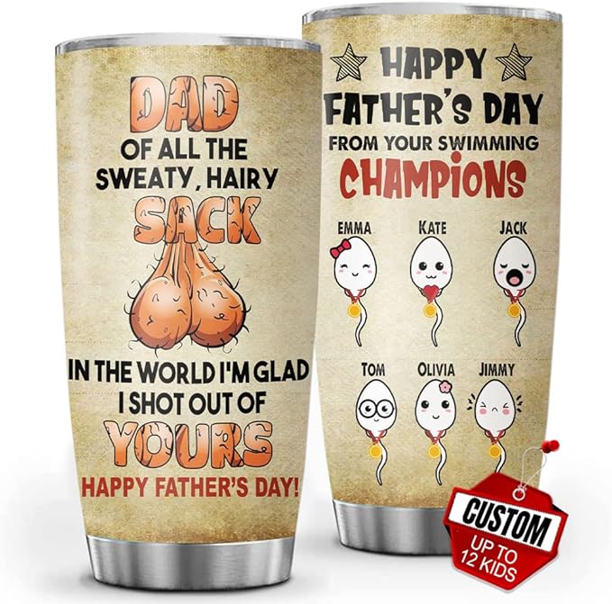 Custom Funny Gifts for Dad with Kids Names Personalized Fathers Day Tumbler from Daughter Son Daddy Gifts from Kids for Fathers Day Birthday 20oz Cup with Lid Vacuum Insulated Travel Coffee Mug - Bloomnest