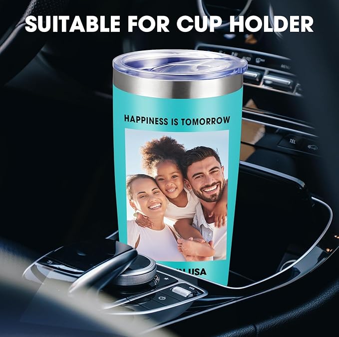 Personalized Custom Tumbler Print in USA 72 Pcs 20oz Stainless Steel Coffee Cup with Lid & Straw Double Wall Insulated Tumbler with Colorful Text Logo Photo - Bloomnest