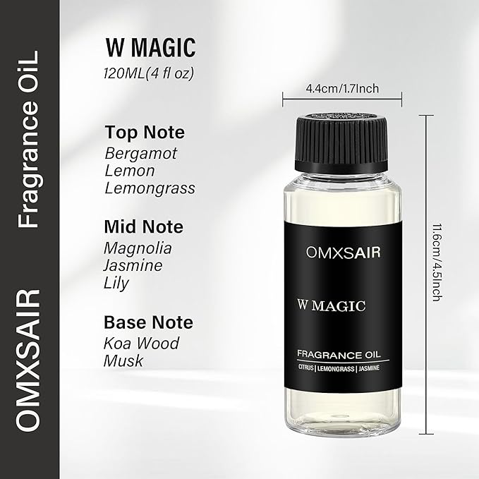 Hotel Diffuser Oil & Home Luxury Scents - W Magic Diffuser Oil 120ml - Inspired by W Hotel Citrus Bergamot,Jasmine - Aromatherapy Scent Diffuser Oil- Fragrance Essential Oils Blend for Diffuser - Bloomnest
