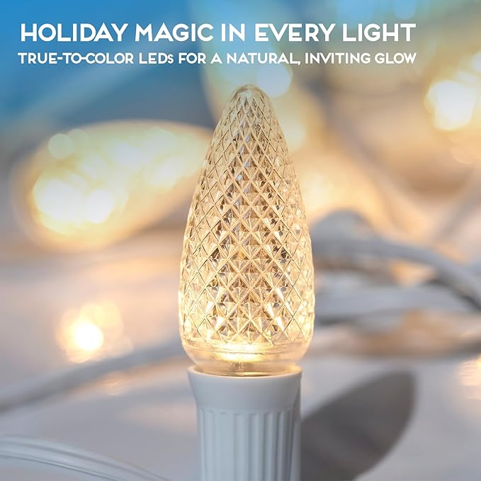 HLO Lighting Set of 500 Sun Warm White C9 Faceted LED Christmas Light Bulbs for Indoor & Outdoor Use | Durable Replacement Bulb - Bloomnest