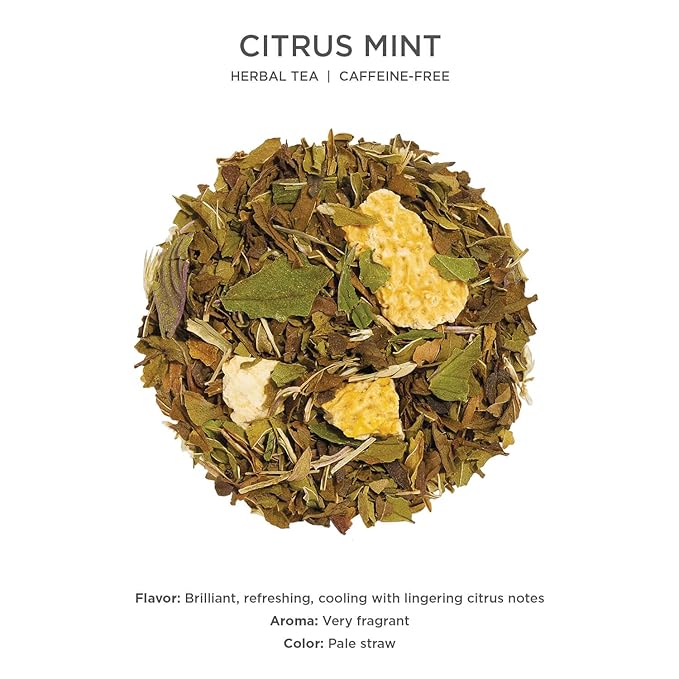 Tea Forte Citrus Mint Premium Loose Leaf Caffeine-Free Herbal Tea Blend Canister, Makes 35-50 Cups - Bloomnest