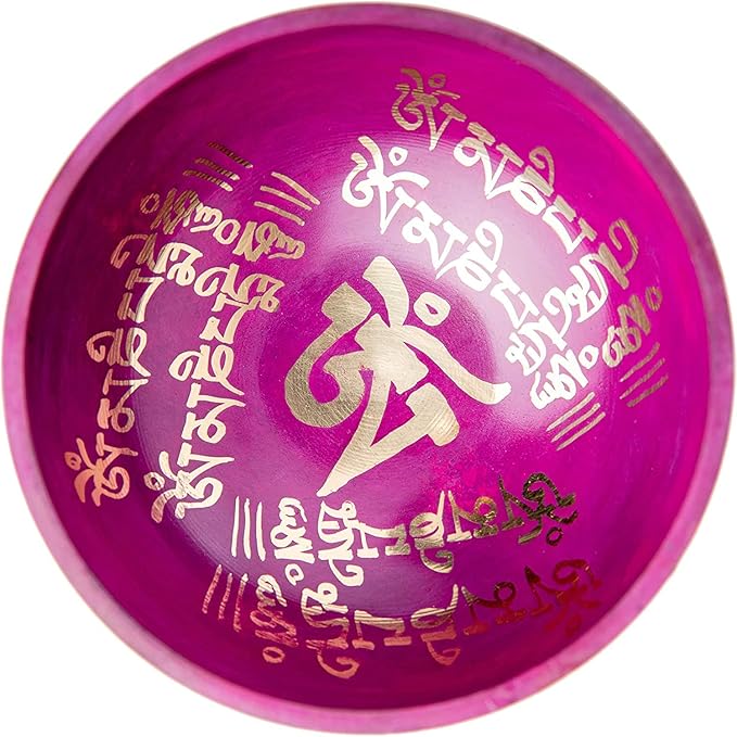 Tibetan Singing Bowl Set - Easy To Play for Beginners - Authentic Handcrafted Mindfulness Meditation Holistic Sound 7 Chakra Healing Gift by Himalayan Bazaar (Orchid) - Bloomnest