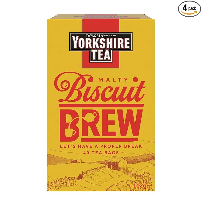 Yorkshire Tea Biscuit Brew Tea Bags, Pack of 4 (total of 160 tea bags) - Bloomnest
