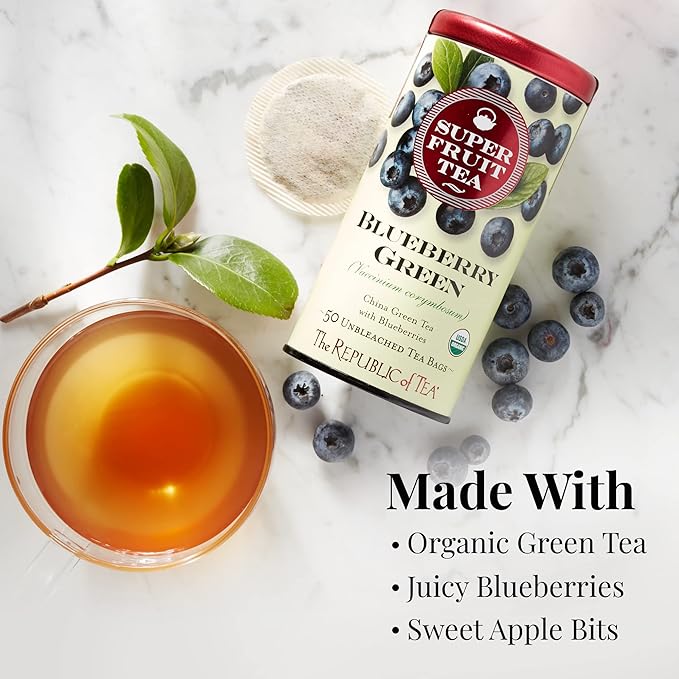 The Republic Of Tea Blueberry Green Superfruit Tea, 250 Tea Bag Bulk - Bloomnest