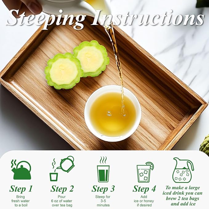 WT WEETEE Bitter Melon Tea Bags, Zero Sugar Tea, 100 Count Made with 100% Pure Natural Bitter Melon, Caffeine-free Momordica Charantia Tea - Bloomnest
