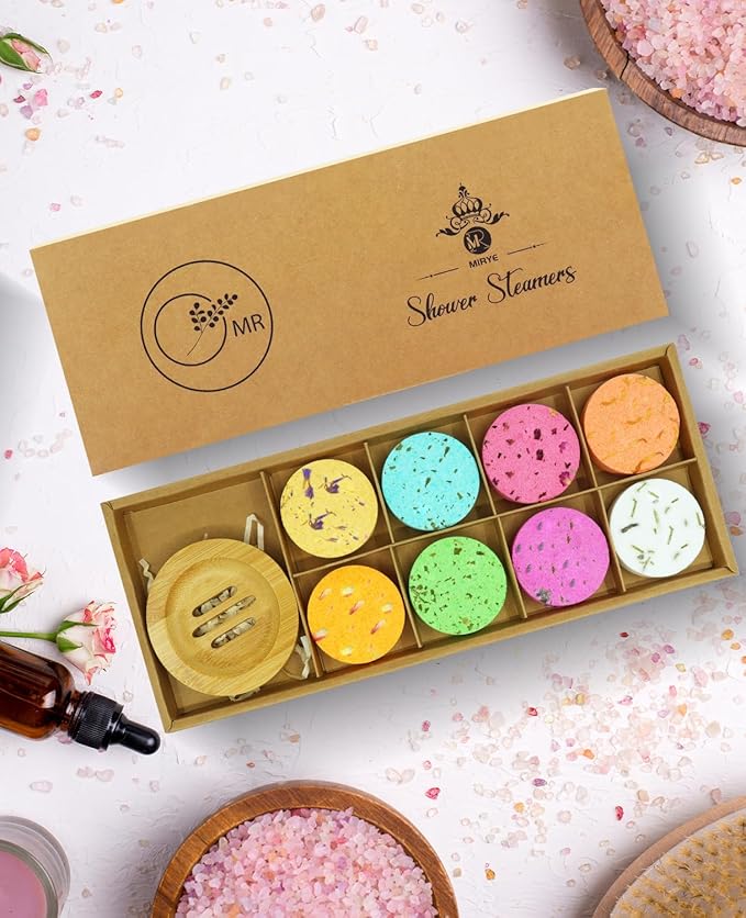 Shower Steamers Aromatherapy - 8 Pack Organic Shower Bombs with Natural Essential Oil, Self Care and Stress Relief Birthday/Home Spa/Christmas Stocking Stuffers/White Elephant Gifts for Women - Bloomnest