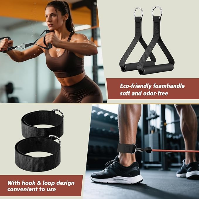 WHATAFIT Resistance Bands, Exercise Bands，Resistance Bands for Working Out, Work Out Bands with Handles for Men and Women Fitness, Strength Training Home Gym Equipment - Bloomnest