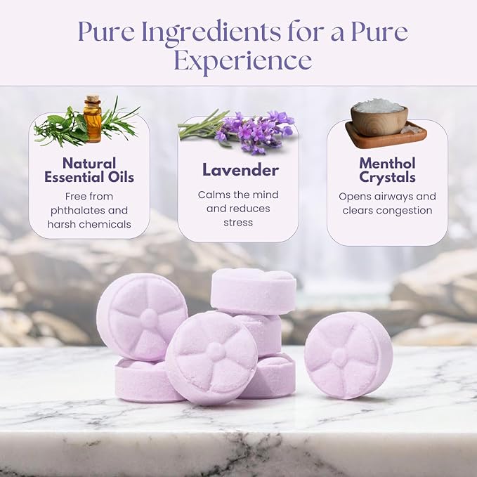 TLG Slumbers Shower Steamers Aromatherapy 7 Pack – USA Made with Extra Menthol, Lavender Essential Oil – Relaxing Shower Bombs for Sleep, Stress Relief & Spa – Gift for Men & Women - Bloomnest