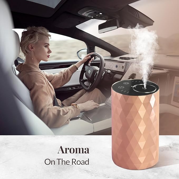 Waterless Diffuser for Essential Oil,Aromatherapy Air Scent Diffuser with 3 Mist Modes and 3 Countdown Timers,Mini Portable Scent Machine for Home,Room,Car,Office,Rose Gold - Bloomnest