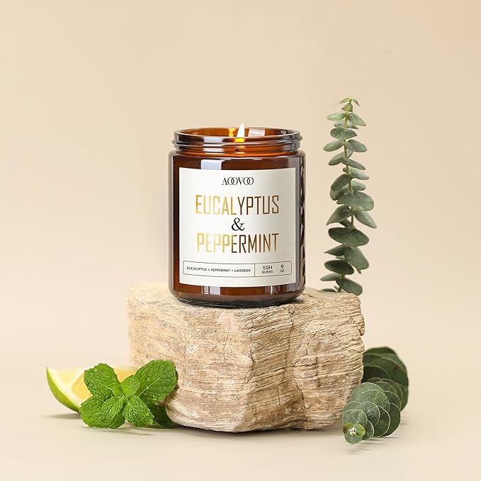 AOOVOO Eucalyptus Mint Candles - 9 oz Scented Candles, Aromatherapy Candle, Soy Candle for Home Scented - Bloomnest
