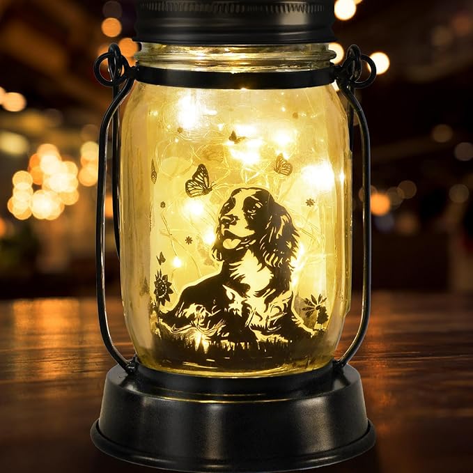 Cocker Spaniel Dog Gifts for Women/Men Cocker Spaniel Solar Lanterns Birthday Dog Lovers Lantern Pet Loss Dog Memorial Lights Solar Garden Decoration for Yard, Patio,Backyard,Porch Torches Light - Bloomnest