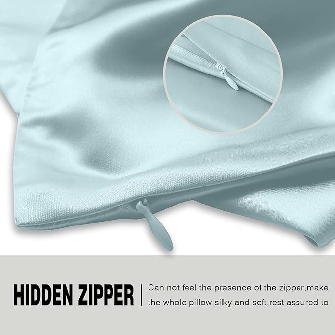 Silk Body Pillowcase Mulberry Silk Pillowcase Body Pillow Cases with Zipper Soft Breathable Smooth Cooling 20x54 inches Body Pillow Pillowcase for Sleep (Blue Haze,20"X 54",1Pcs) - Bloomnest