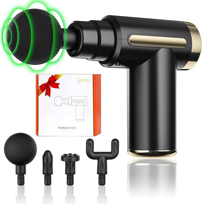 cotsoco Massage Gun, Massage Gun Deep Tissue for Pain Relief with 4 Massage Heads & 6 Speeds, Electric Mini Handheld Body Massager for Any Pain Relief, Best Gifts for Dad and Mom - Bloomnest