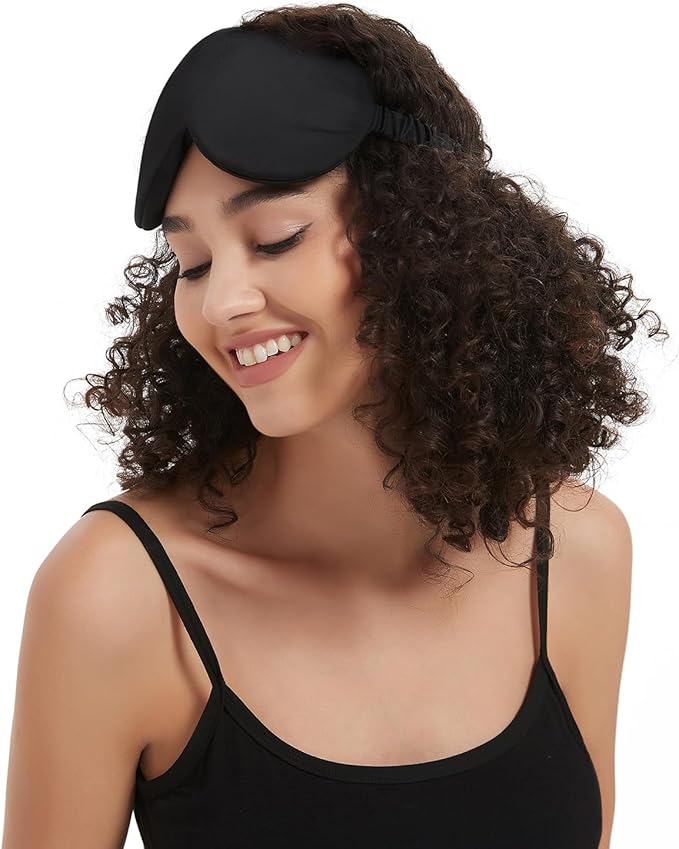 ALASKA BEAR Sleep Mask with Silk-Covered Headband for Hair Care, Silk Eye Mask Comfortable Scrunchy Band Over Ears (Built-in Contour Insert, Luxury 22 Momme) - Bloomnest