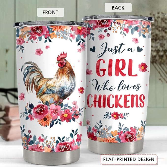 SANDJEST Chicken Tumbler - 20oz Stainless Steel Insulated Coffee Travel Mug Cup Gifts for Women, Girls & Teens for Birthday & Christmas - Bloomnest