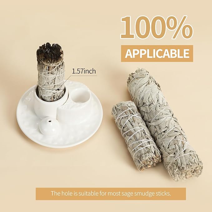 Palo Santo Sticks Holder, Multi-Purpose Handmade Ceramic Incense Burner for Palo Santo Incense Sticks, Sage Holder for Burning, Ash Catcher Tray for Meditation Yoga Room (Pure White) ToolSentryX