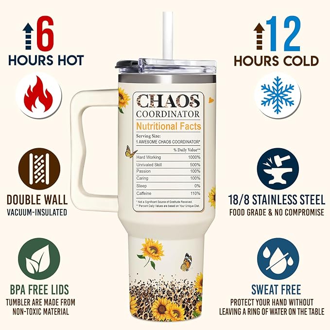 Administrative Professional Day Gifts - Thank you Gift for Boss lady, Assistant, Secretary - Chaos Gifts For Women - Admin Professionals Day Gift - Tumbler 40oz With Handle - Bloomnest