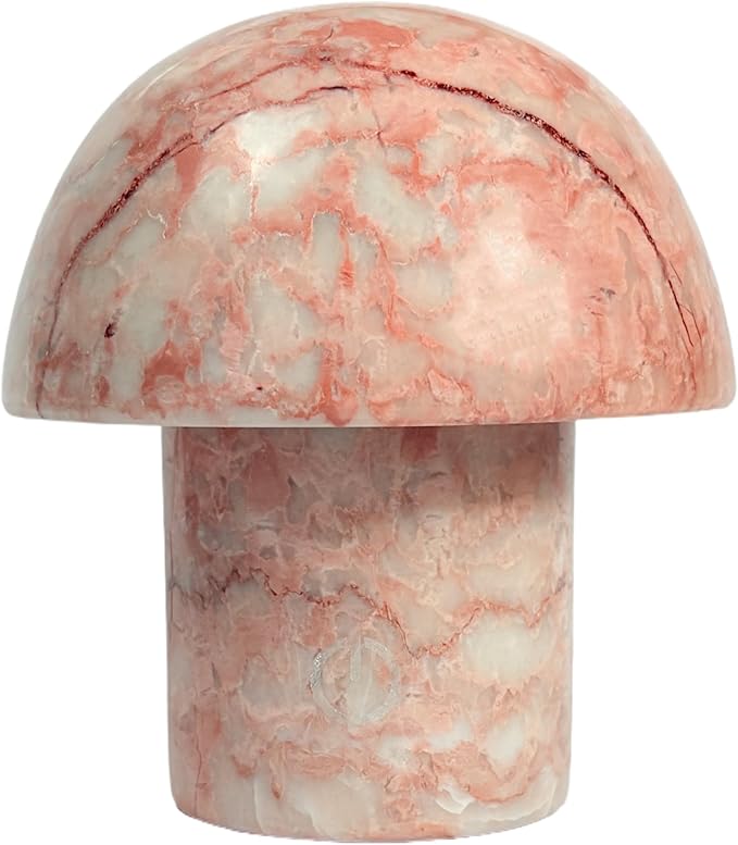 Marble Mushroom Table Lamp - Small Rechargeable USB-C Cordless Touch-Dimmable Night Light, Hand-Polished Natural Stone, 4.3"x4.7" - Bloomnest