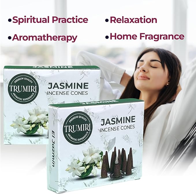Jasmine Incense Cones - Total 60 Cones - Six Packs of 10, Scented TRUMIRI