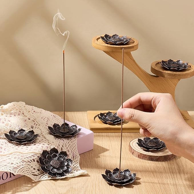 60Pcs Incense Holder, Incense Burner Cone Burner Ash Catcher Lotus Incense Stick Holder Vintage Flower Shaped Multihole Holders for Home Fragrance Decor Sauna Yoga SPA Bedroom - Bloomnest