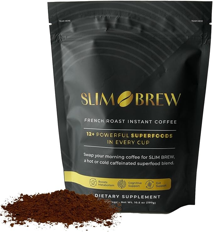 zenbodi Slim Brew French Roast Instant Coffee - 10.5 oz Superfood Coffee, Dietary Supplement, 12 Superfoods Including Maca Root, Panax Ginseng Extract, Turmeric Root, Kale Leaf, and More, 30 Servings - Bloomnest