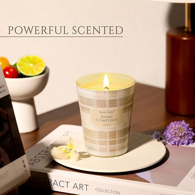 HomeLights Home Comforts Scented Candles | 6.7oz Soy Candles Rustic Modern Large Candle Jars | Ideal Candle Gifts for Events, Home Decor Stress, Relief & Relaxation - Bloomnest