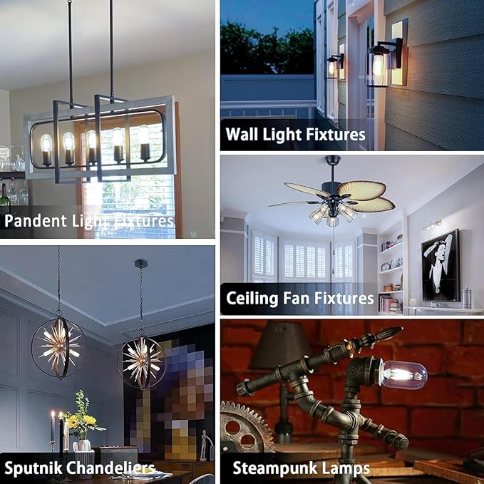 3.2 Inch 5000K Daylight White E26 LED Bulb 60 Watt Equal, AC 120V 600LM Edison Bulbs Dimmable, 6W T10 T30 Filament Light Bulbs Clear Glass for Fan Pendant Wall Light, UL Listed-6 Pack - Bloomnest