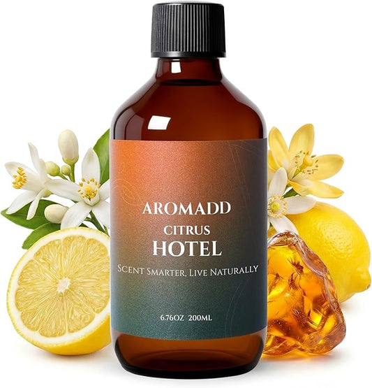 Citrus Hotel Diffuser Oil Inspired by Luxury Hotel Scent, Essential Oils for Waterless Diffuser, Luxury Lemon & Bergamot, Long-Lasting & Natural Home Fragrance - 6.76 fl oz (200 mL) - Bloomnest