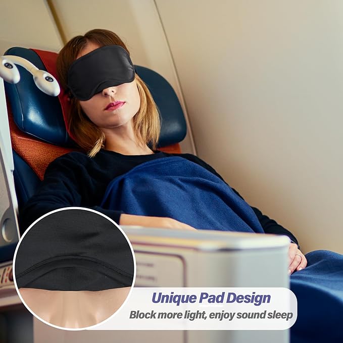 Aneco 50 Pieces Blindfolds Sleep Mask Bulk Eye Mask Shade Cover Blindfolds for Party Games with Nose Pad and Adjustable Strap for Travel Sleep Party Supplies, Black - Bloomnest