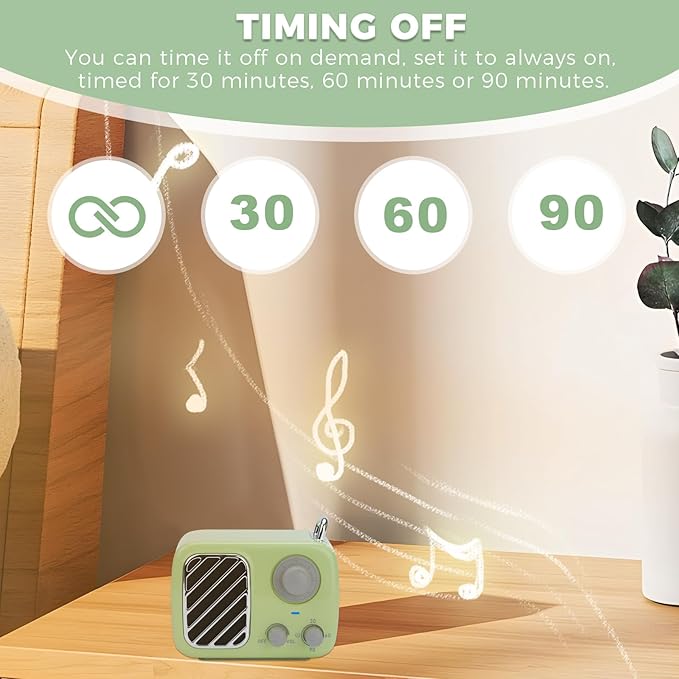 Vintage Style White Noise Machine with 16 Soothing Sounds – Portable Sleep Sound Device with Timer & Adjustable Volume for Baby, Kids, Adults, Travel & Office (Sprout Green, Portable) - Bloomnest