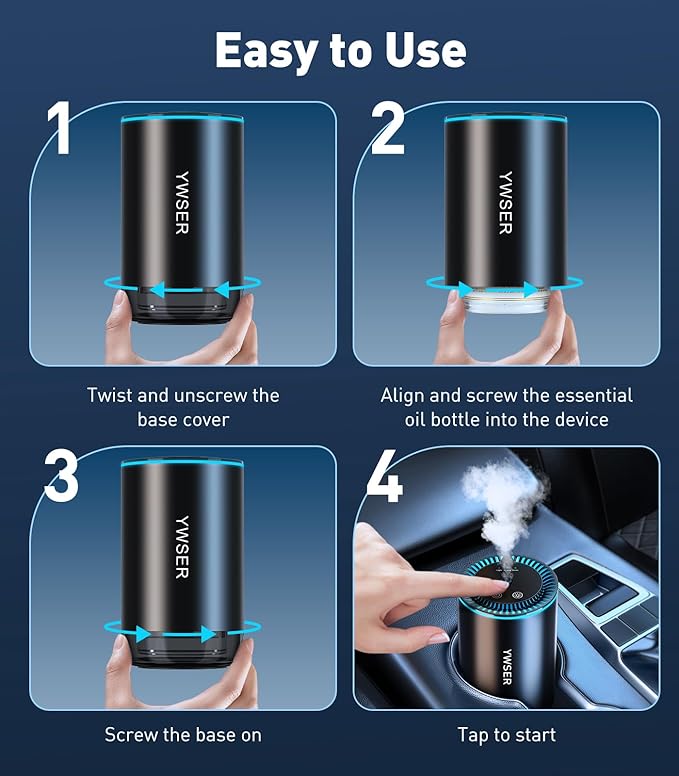 Smart Car Air Freshener, Car Air Freshener Diffuser with Starry Sky Projection and 50ml Perfume, Auto On/Off Intelligent, 3 Mode Adjustable Rechargeable Aroma Diffuser, Cologne - Bloomnest