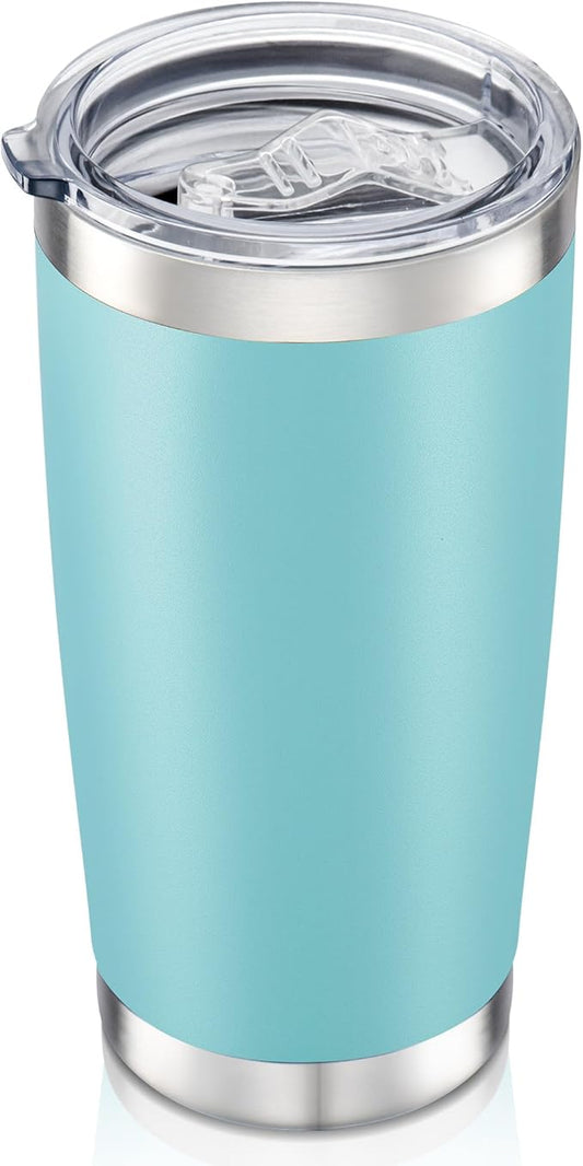 20 oz Tumbler with Lid Stainless Steel Insulated Tumblers Double Wall Vacuum Coffee Mug Powder Coated Tumbler Cups for Cold and Hot Drinks, Sky Blue, 1 pack
