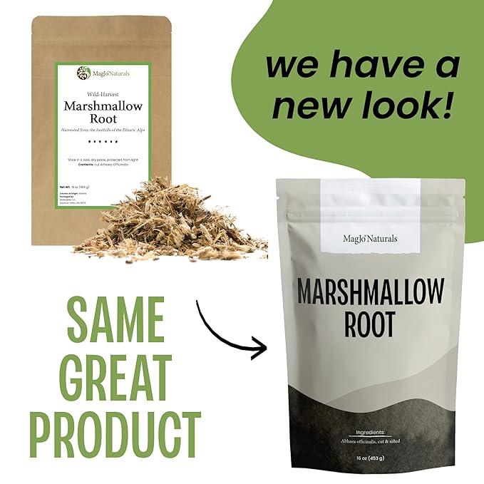 MagJo Naturals Marshmallow Root, Cut & Sifted, Non-irradiated, Bulk Bag, Althaea officinalis L. (16 Oz) - Bloomnest